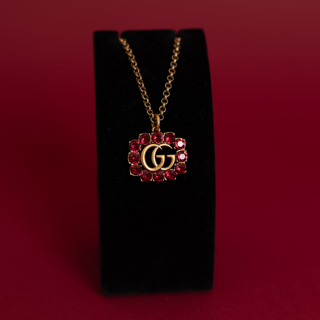 GG Rhinestone Necklace, Red