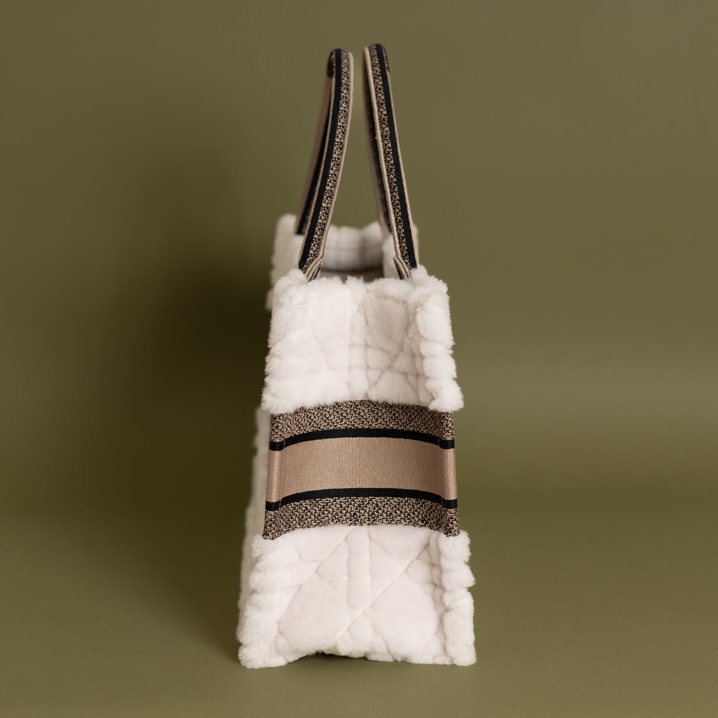 Ecru Cream Shearling Medium Book Tote