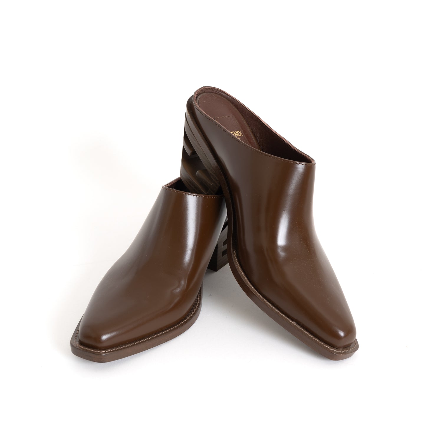 Vitello Leather Cutout Mule Brown 37.5