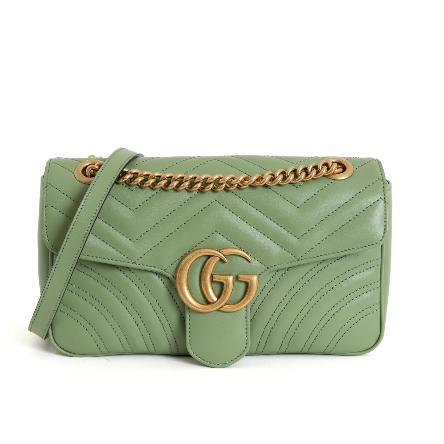 Small GG Marmont Shoulder Bag, Salamander Green 8295