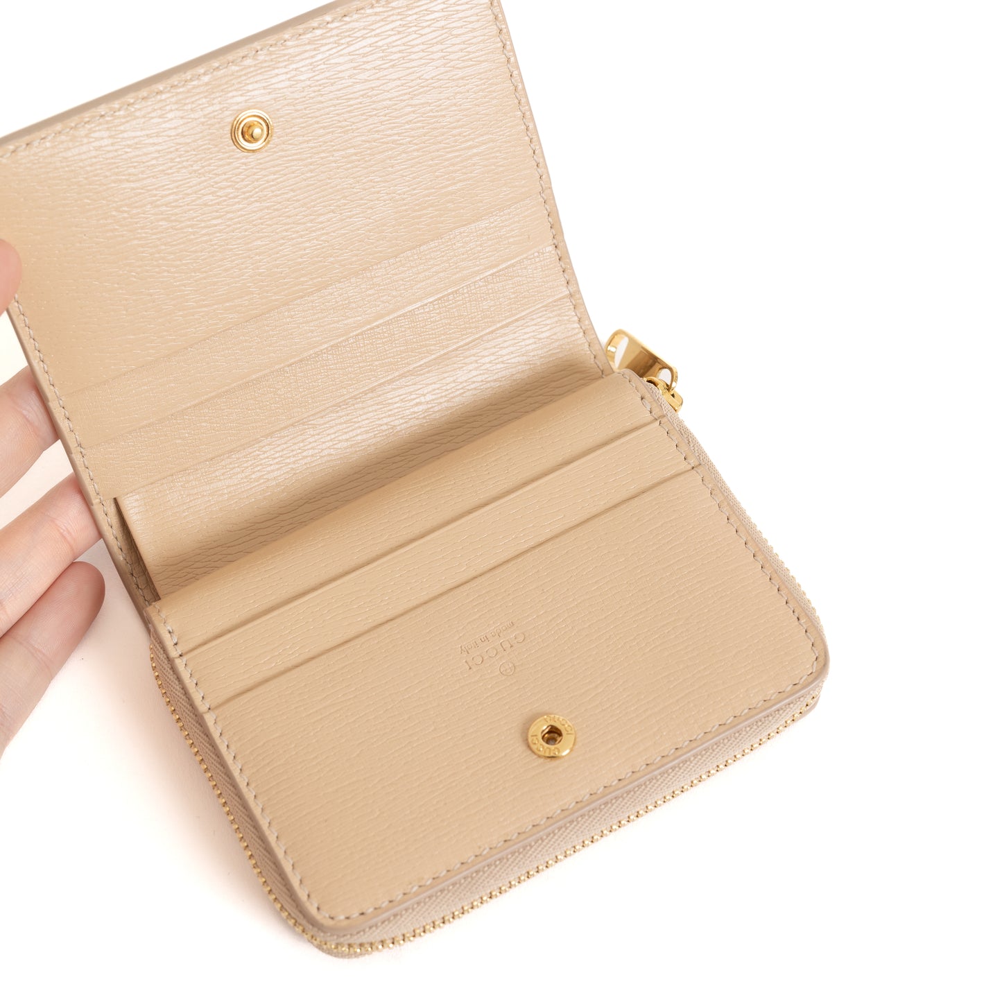 Compact Wallet, Beige GHW 8166