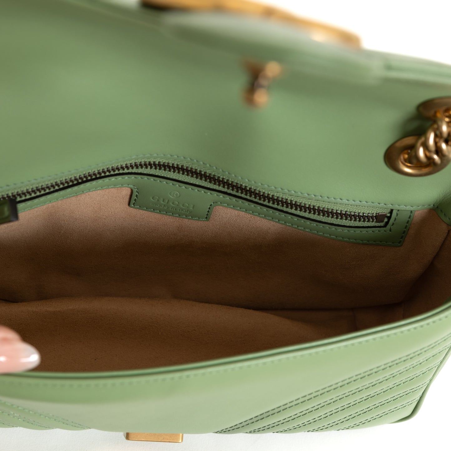 Small GG Marmont Shoulder Bag, Salamander Green 8295