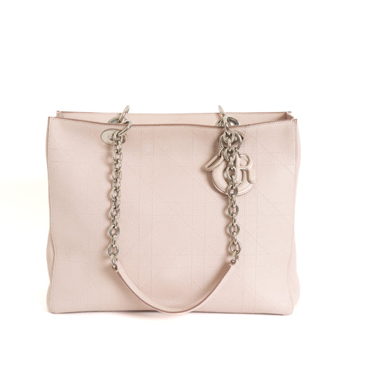 Large Ultradior Cannage Tote, Light Pink Grained Calfskin 8196