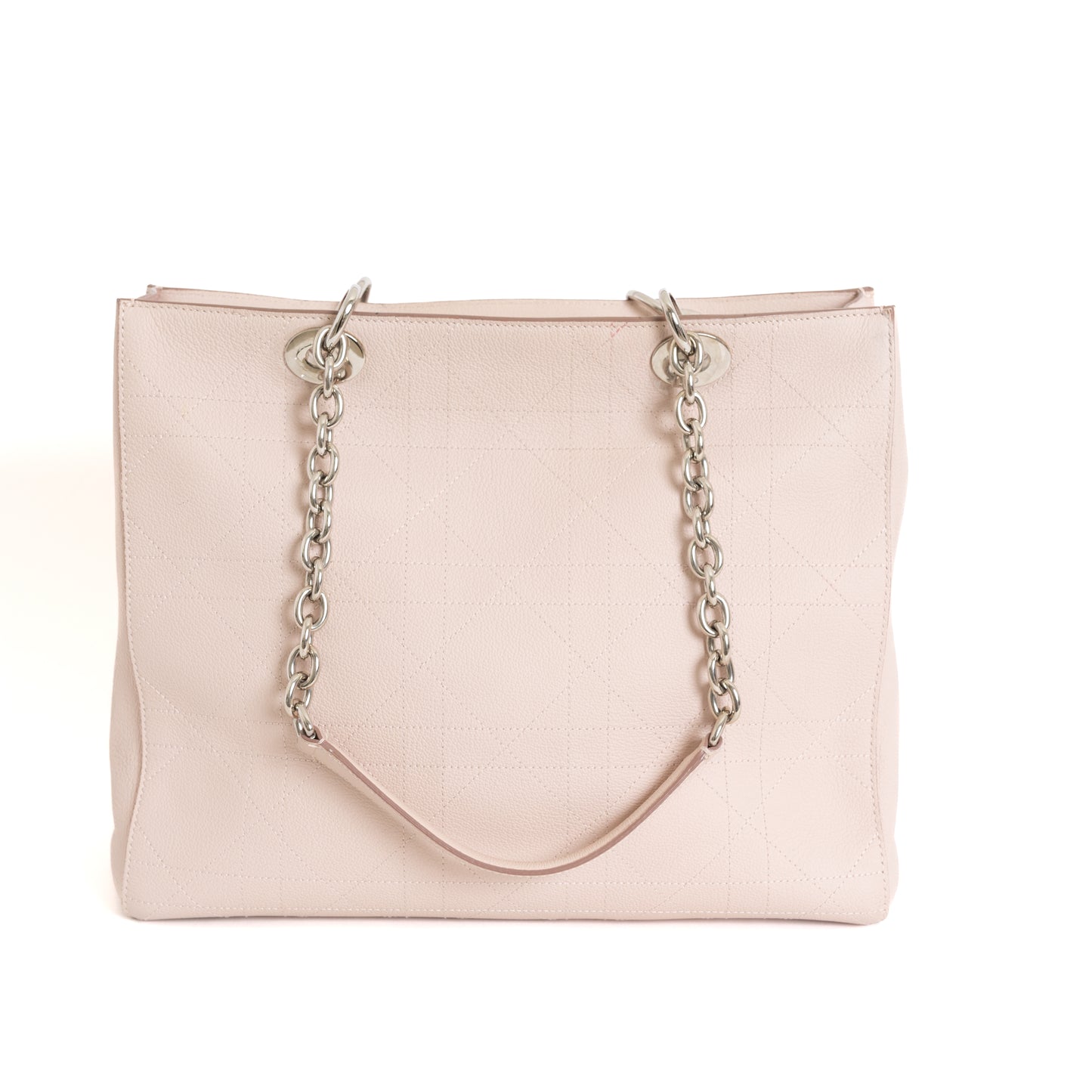 Large Ultradior Cannage Tote, Light Pink Grained Calfskin 8196