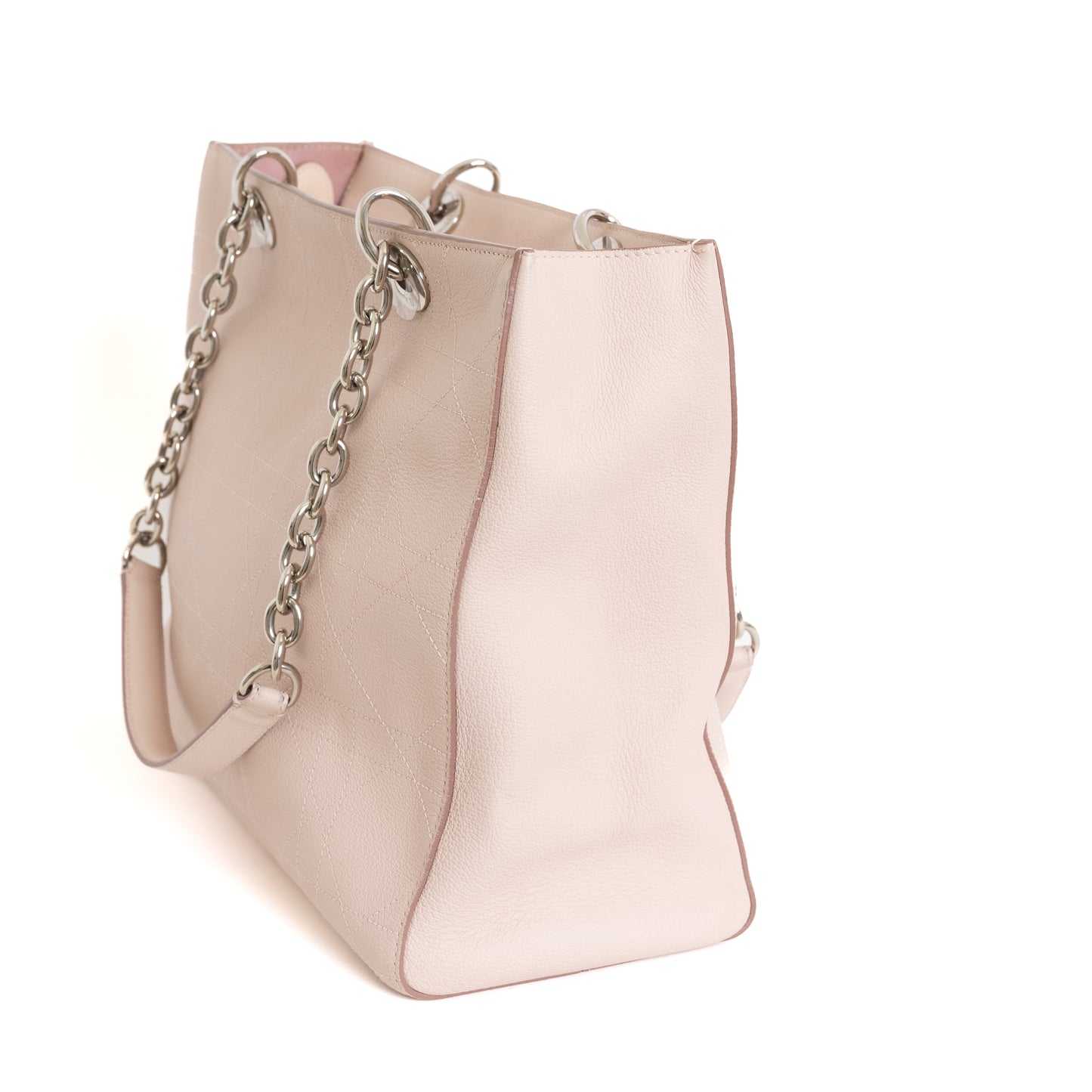 Large Ultradior Cannage Tote, Light Pink Grained Calfskin 8196