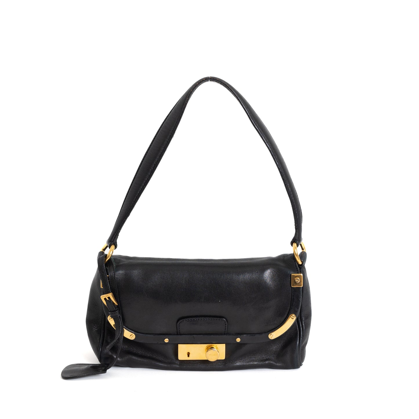 Black Leather Shoulder Bag, GHW