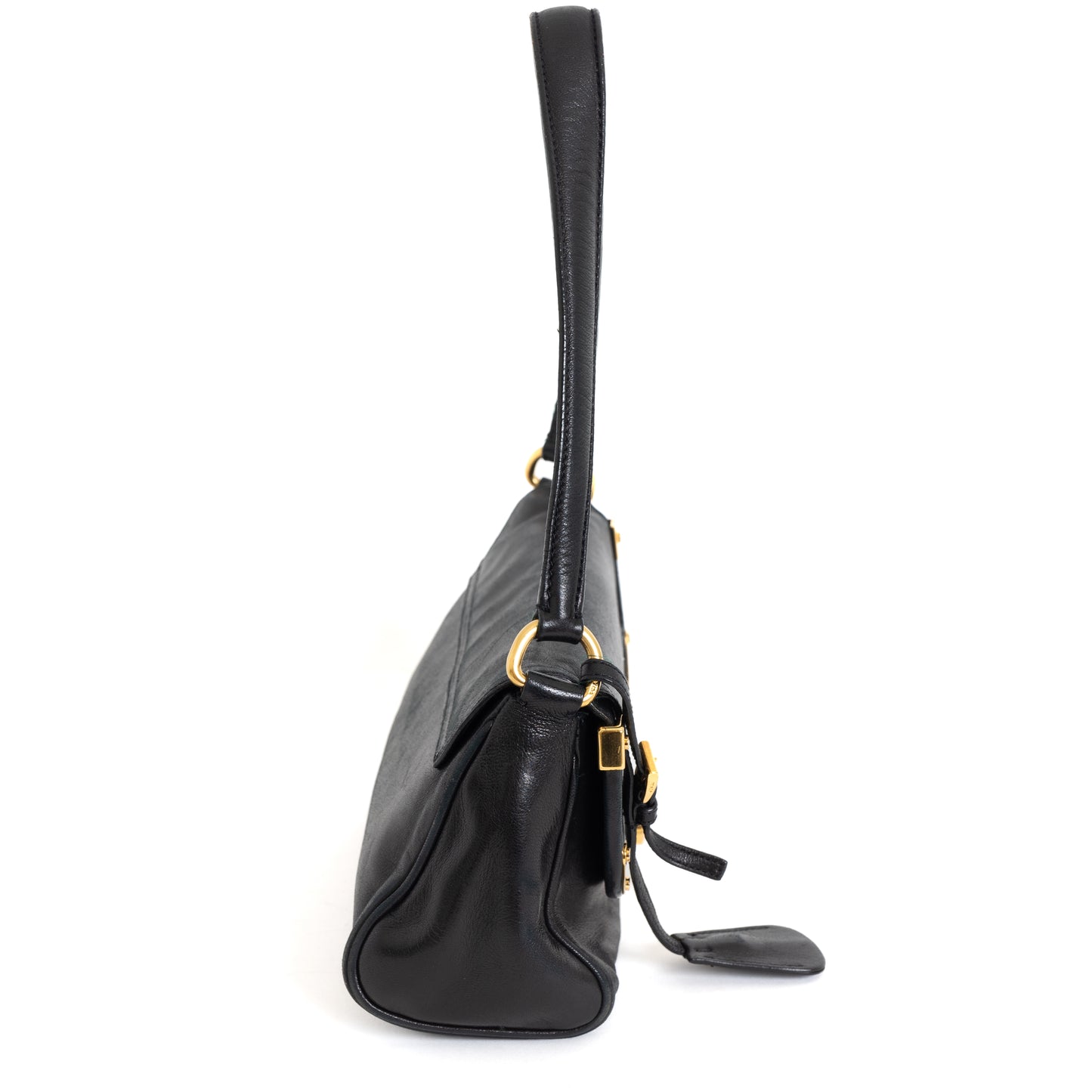 Black Leather Shoulder Bag, GHW