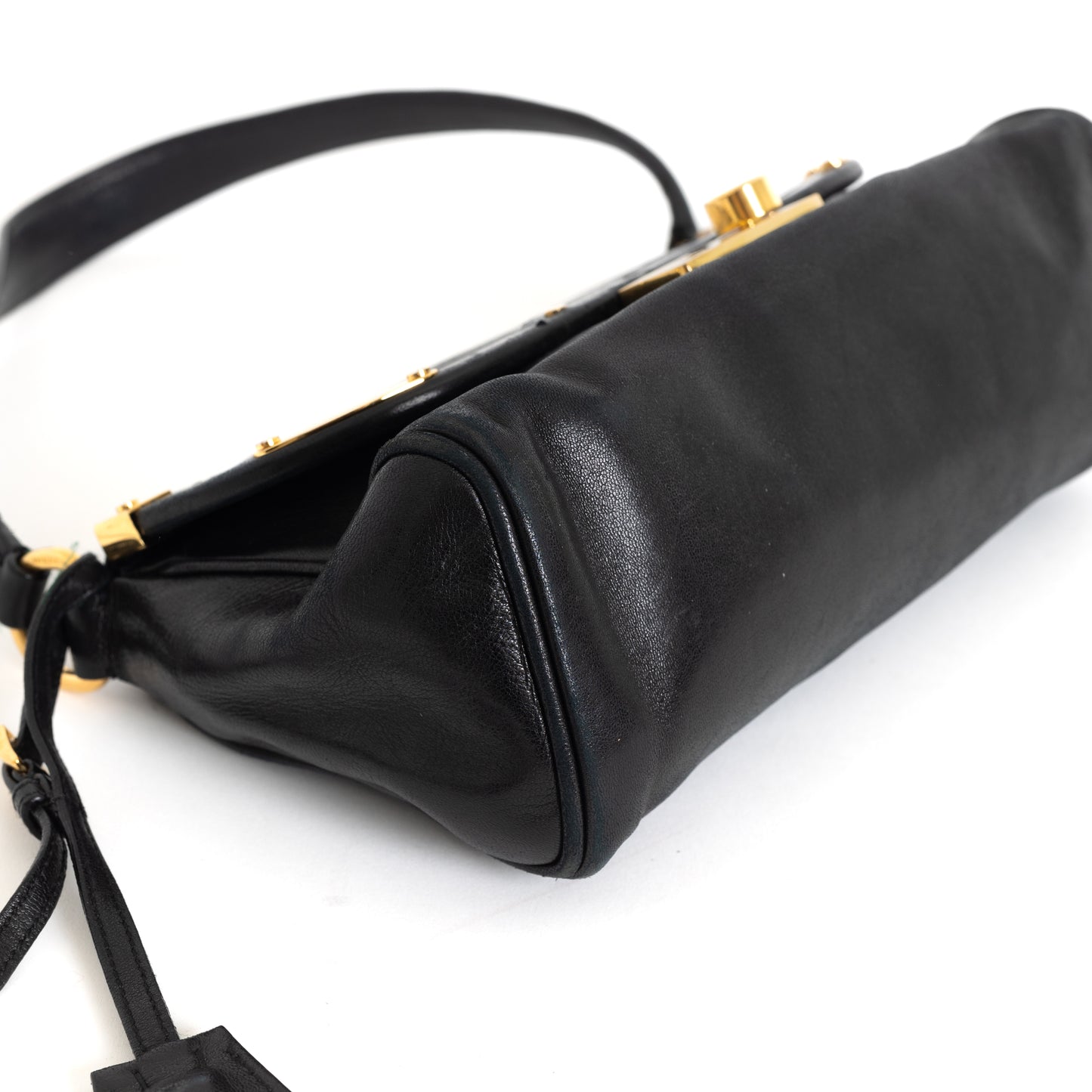 Black Leather Shoulder Bag, GHW