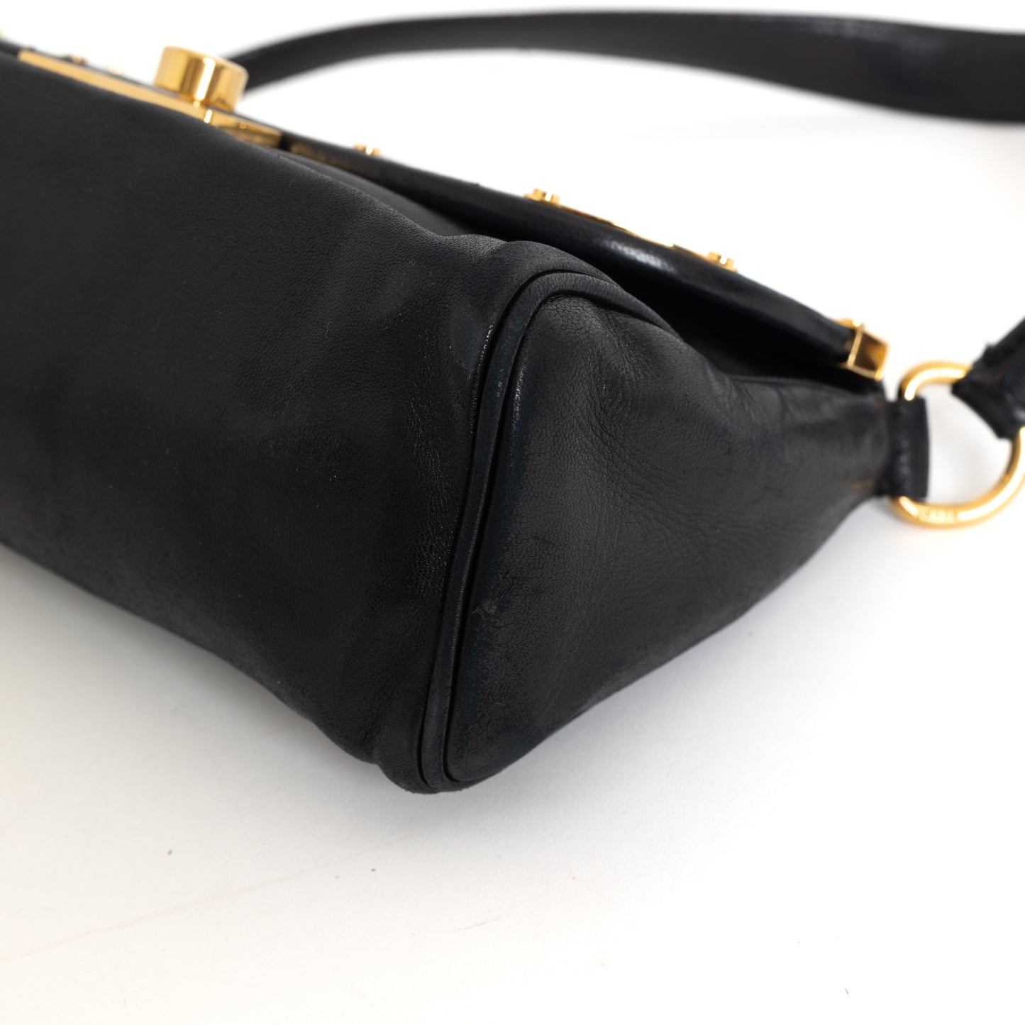 Black Leather Shoulder Bag, GHW