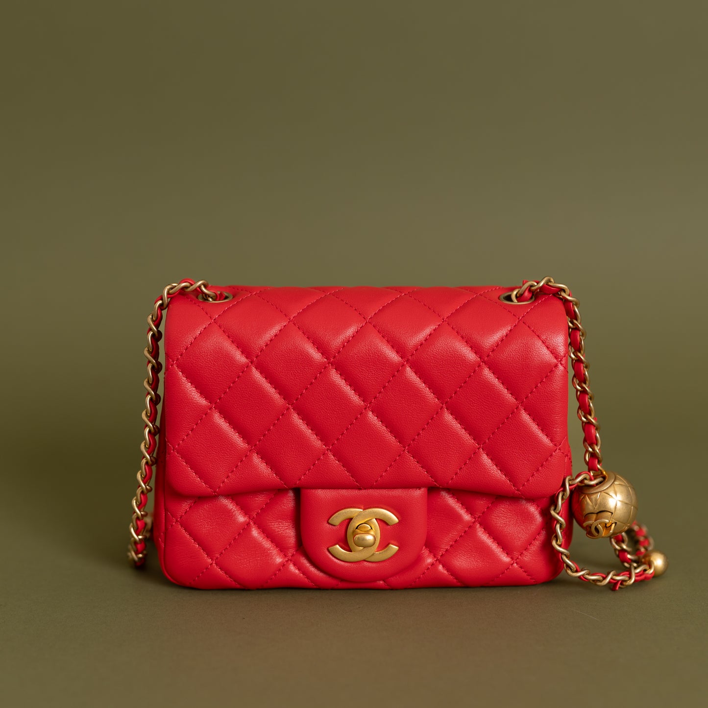 Coco Crush Mini Flap, Red Lambskin