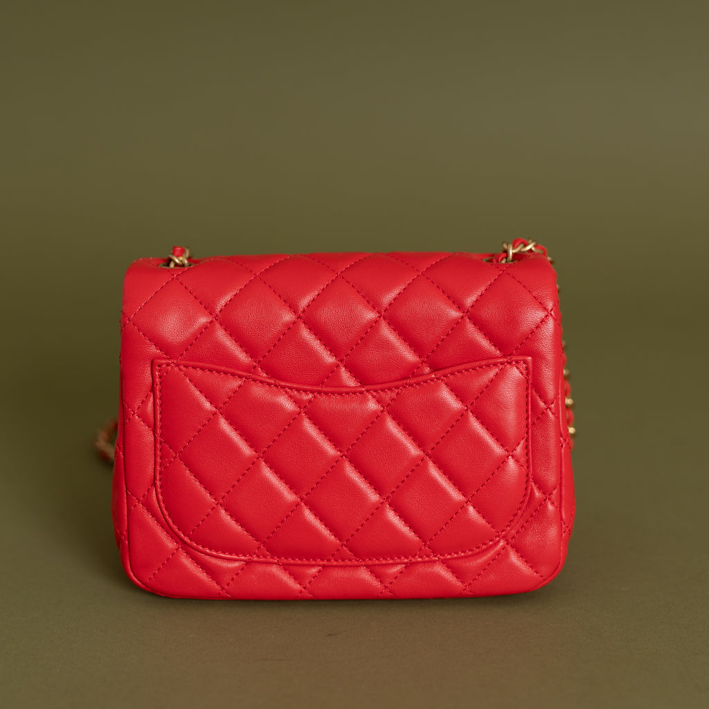 Coco Crush Mini Flap, Red Lambskin