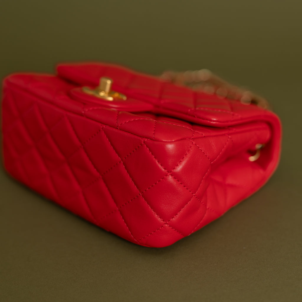 Coco Crush Mini Flap, Red Lambskin