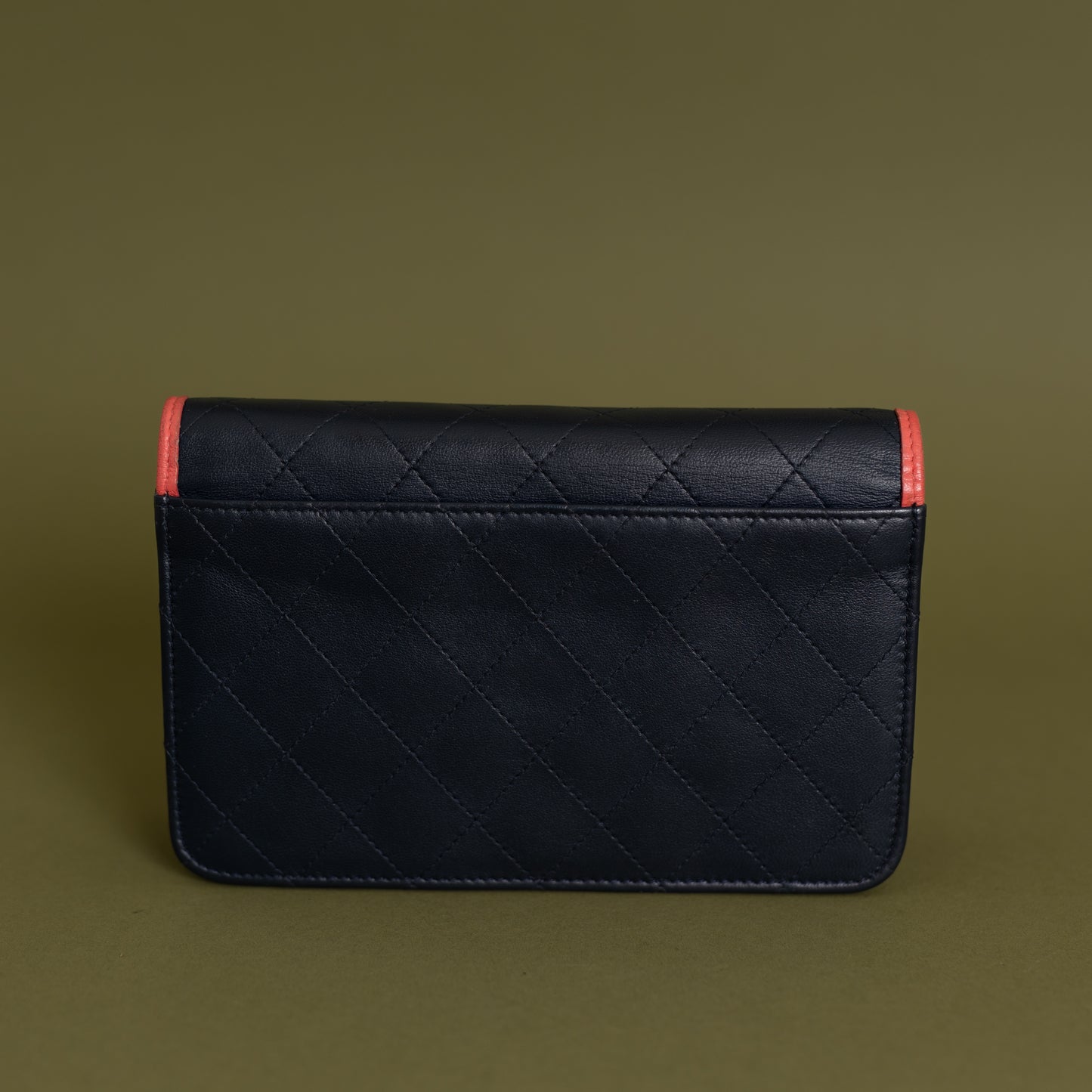 Wallet on Chain, Pop Navy Coral Bicolor Lambskin