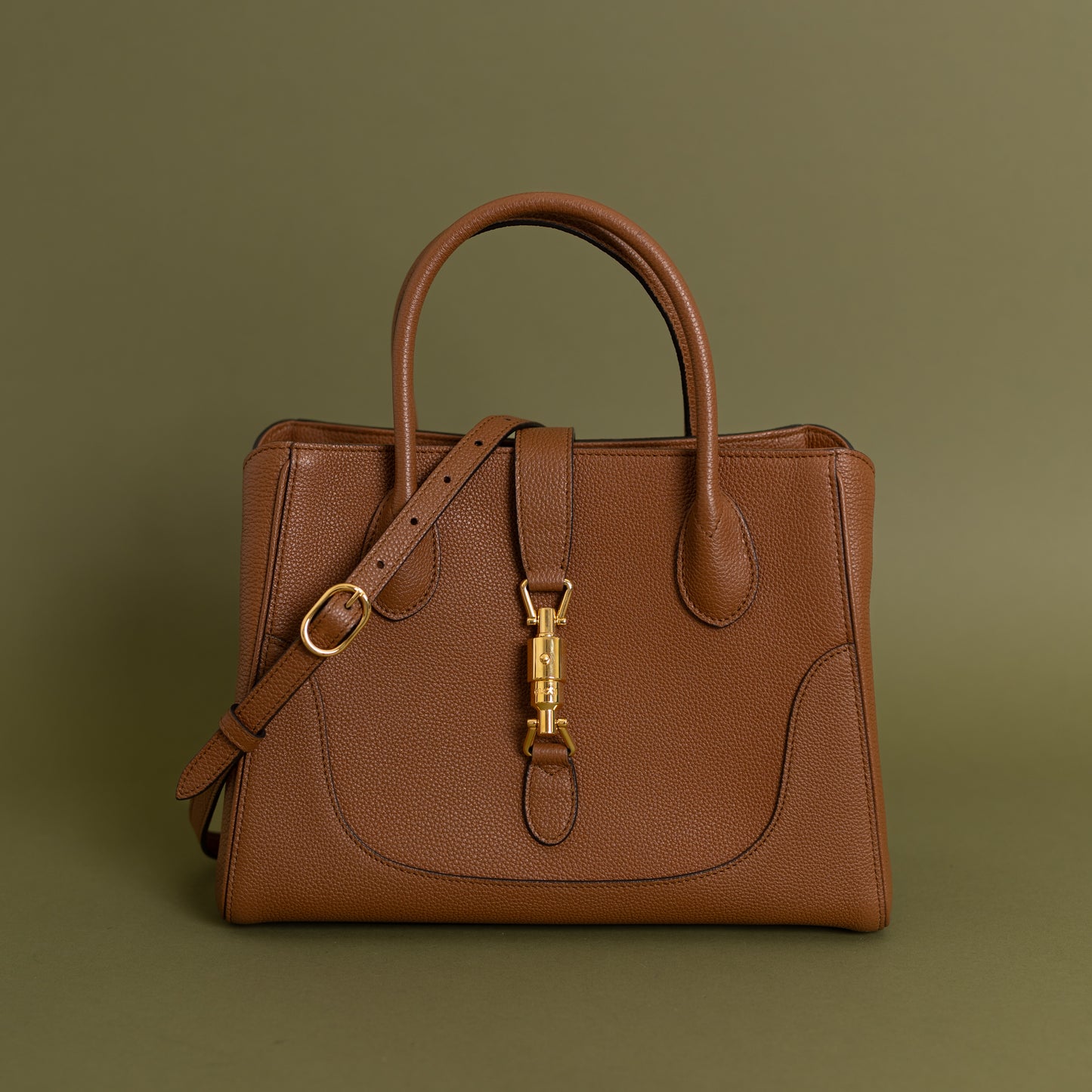 Jackie Tote, Brown Grained Calfskin 9214