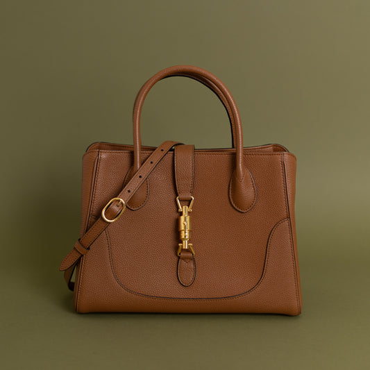 Jackie Tote, Brown Grained Calfskin 9214