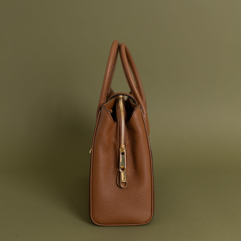 Jackie Tote, Brown Grained Calfskin 9214