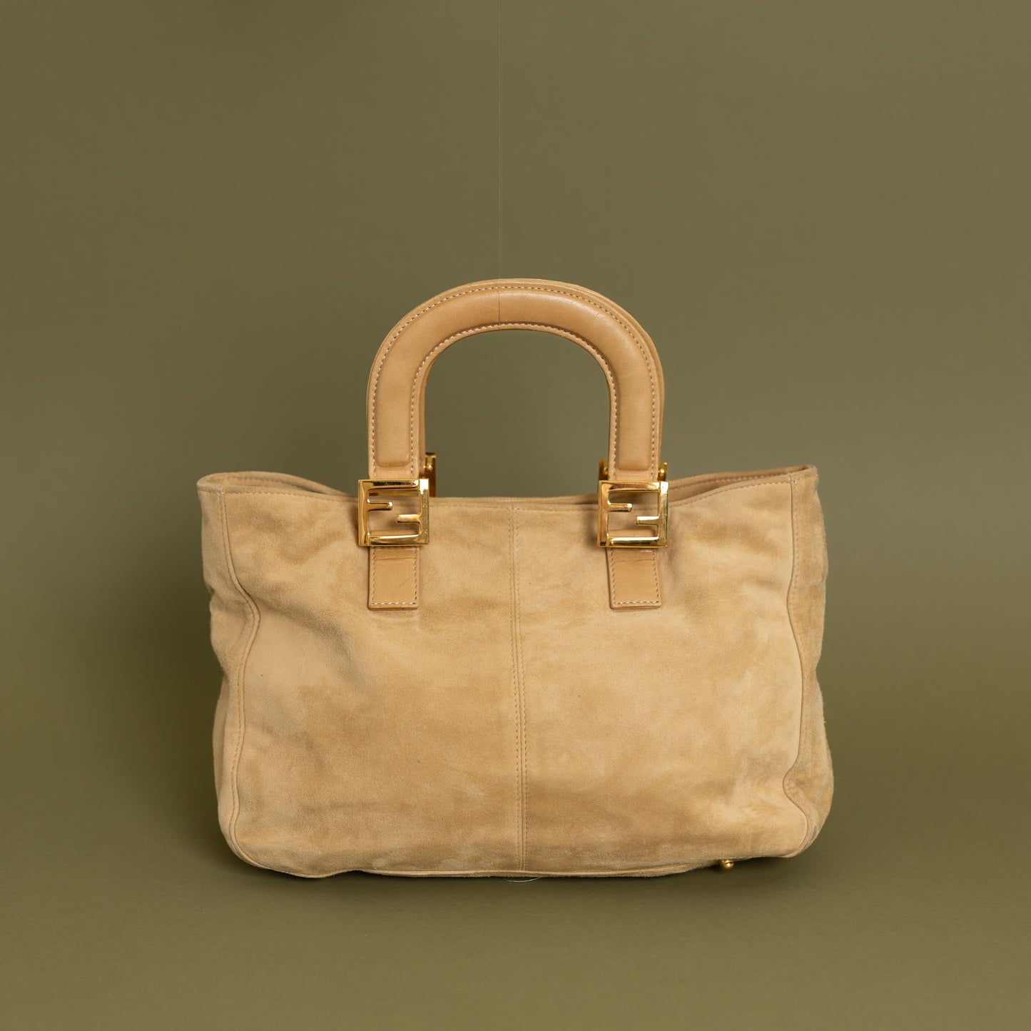 Natural Suede Tote Bag, FF Handles 9319