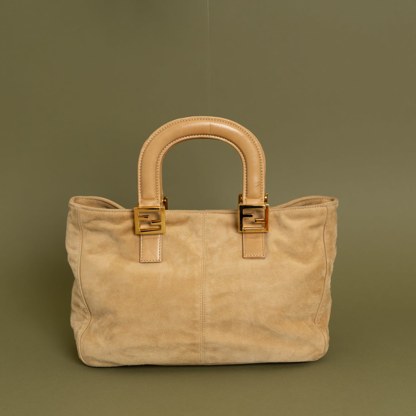 Natural Suede Tote Bag, FF Handles 9319