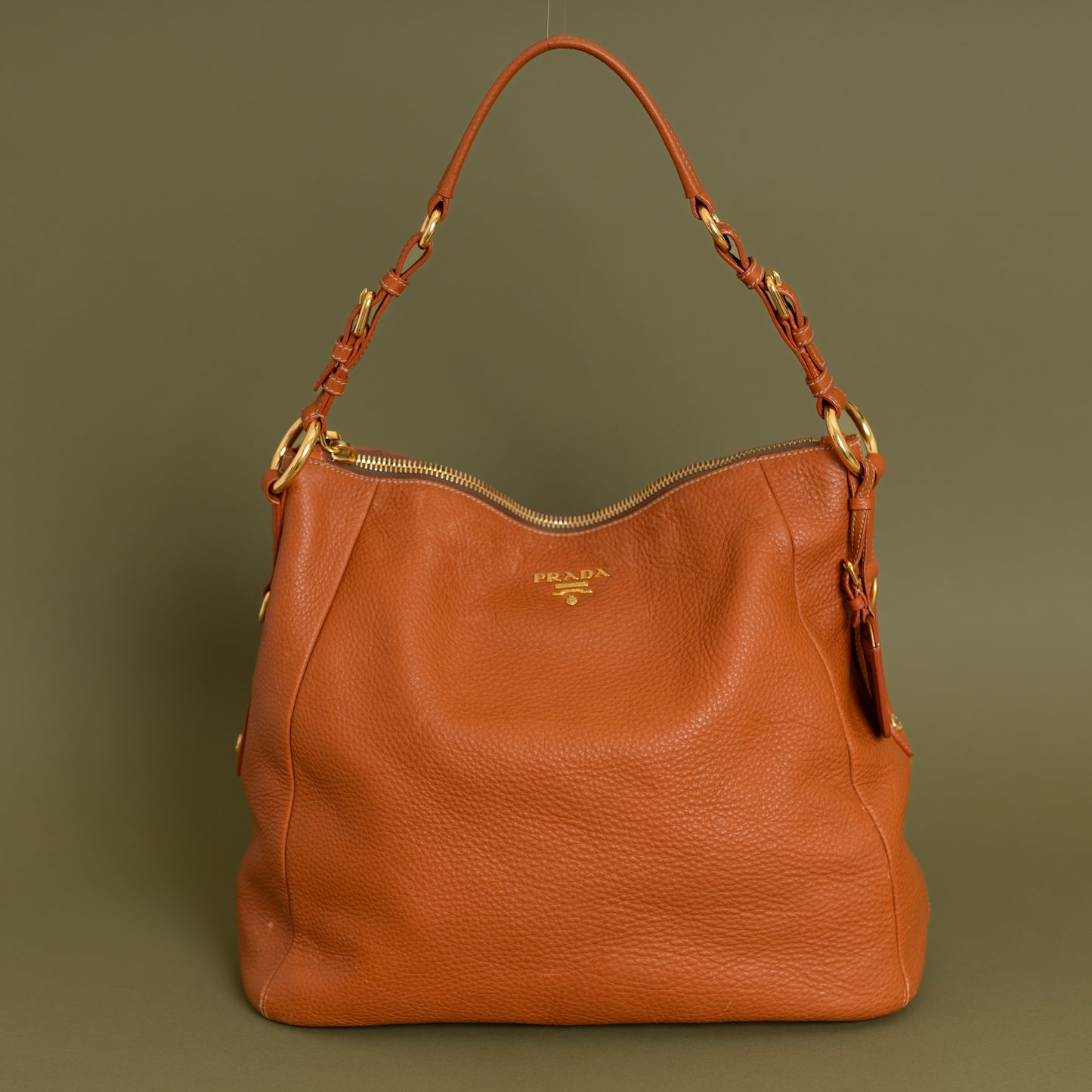 Vitello Leather Hobo, Burnt Orange 9294