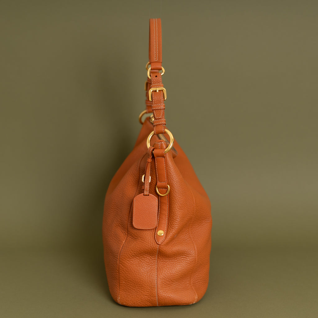 Vitello Leather Hobo, Burnt Orange 9294