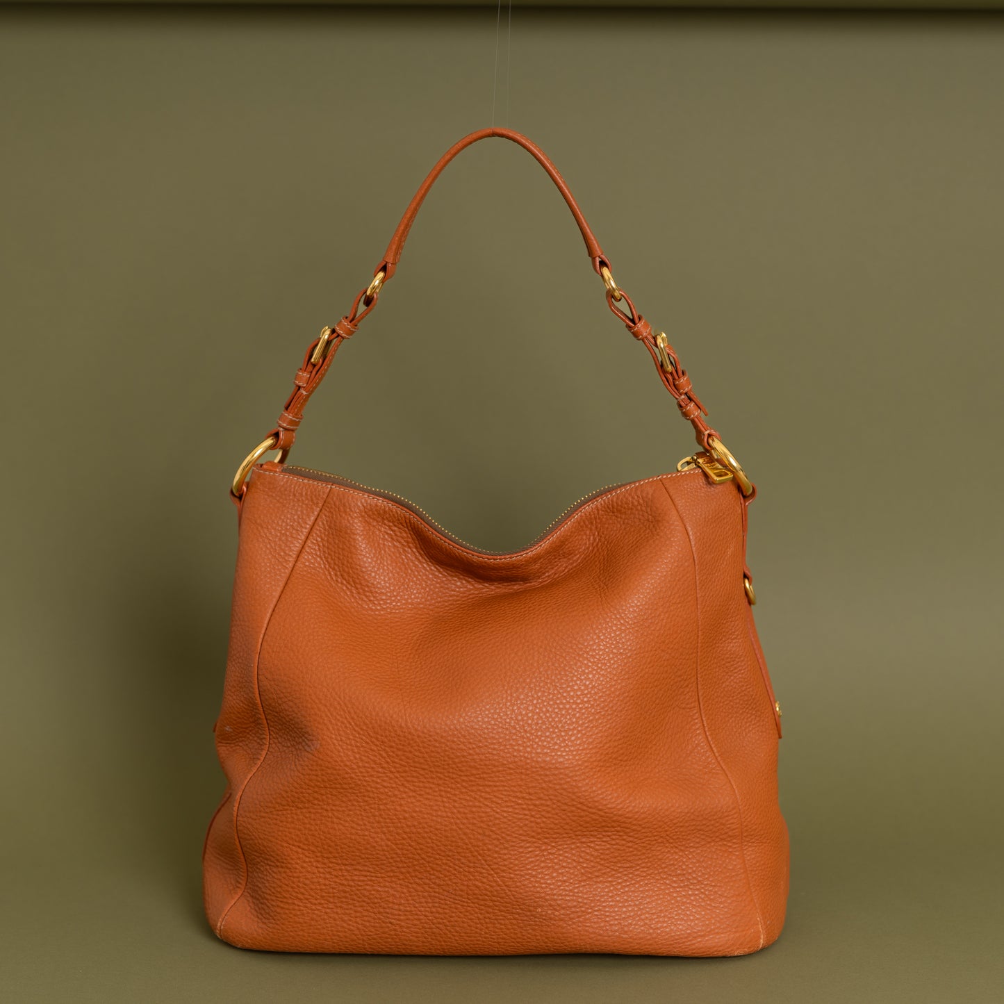 Vitello Leather Hobo, Burnt Orange 9294