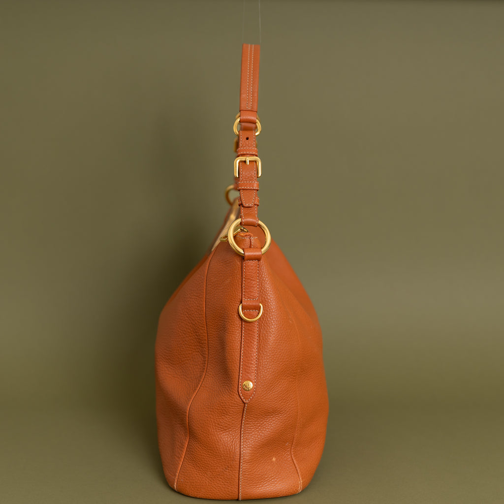 Vitello Leather Hobo, Burnt Orange 9294