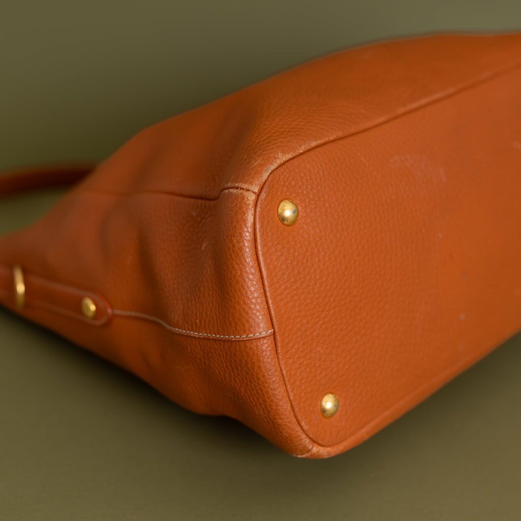 Vitello Leather Hobo, Burnt Orange 9294