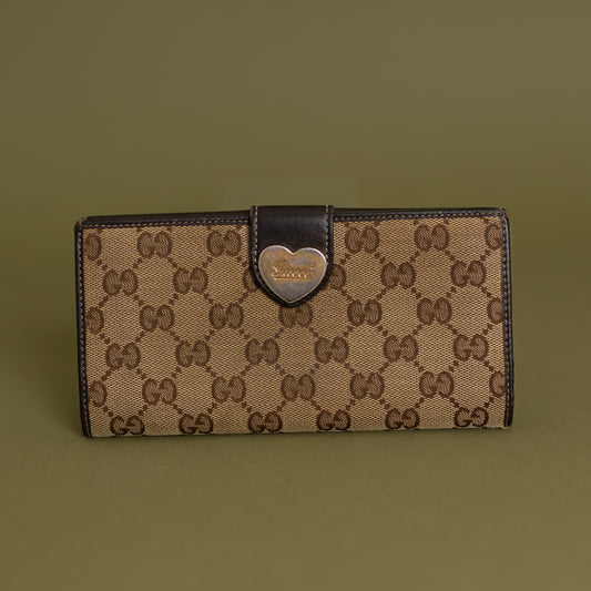 Heart Continental Wallet, GG Canvas 9475