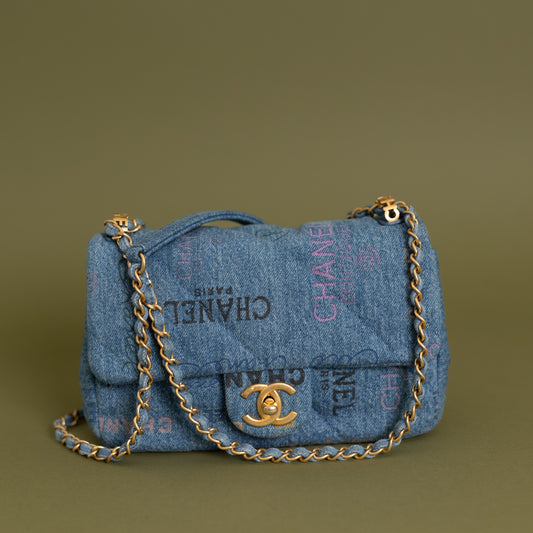 Mini Single Flap, Denim Graffiti 9469